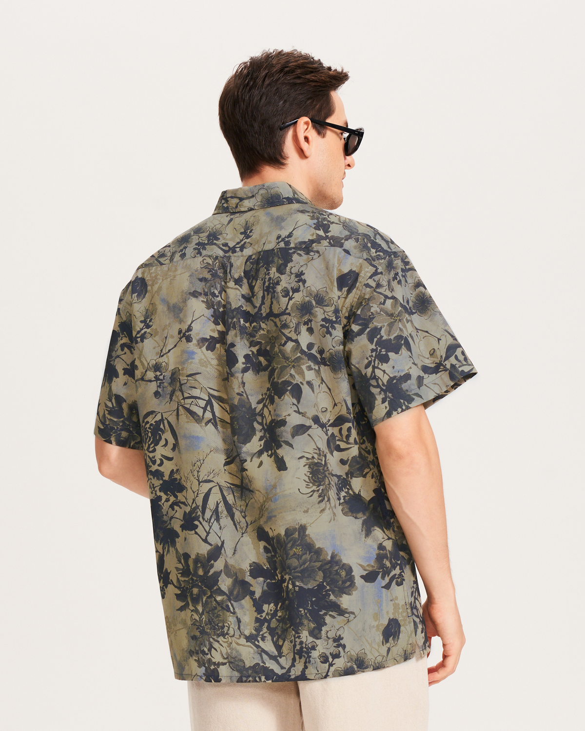 Men's Hawaiian Shirt Short Sleeve Button-down 100% Cotton Brown Aloha Shirt By Sun