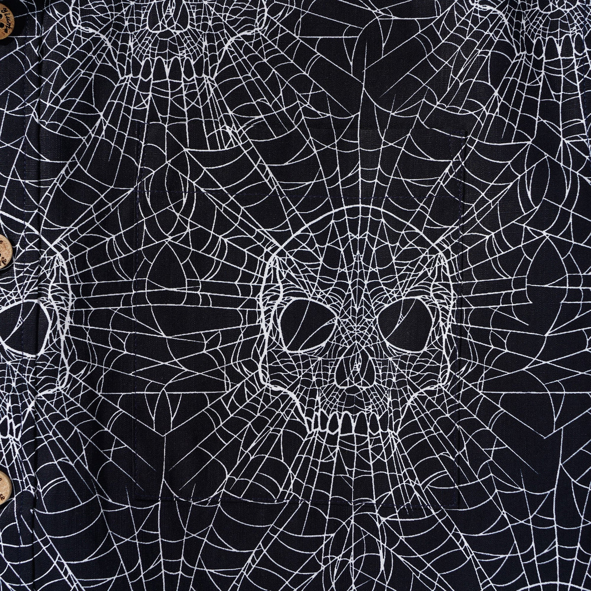 Men's Hawaiian Shirt Short Sleeve Button-down 100% Cotton Black Aloha Gothic Skull Spider Web By Mystic Hearts By Alejandra Valenzuela