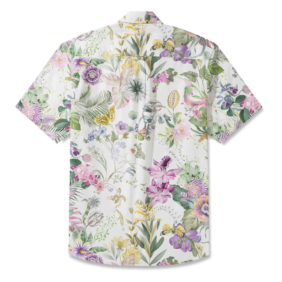 LeosWare® Chemise hawaïenne pour homme à manches courtes, boutonnée, 100% coton, Aloha Symphonie de Vitalité, Bouquet Floral par Huan huan
