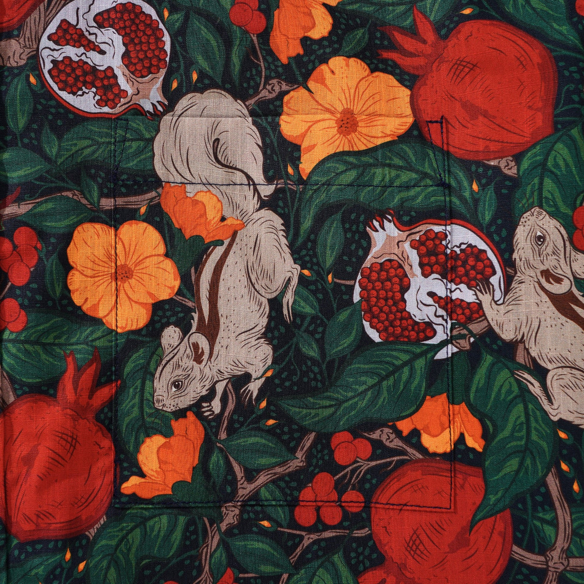 Men's Hawaiian Shirt Short Sleeve Button-down 100% Cotton Green Aloha Pomegranate Grove By Pallavi Chaudhary