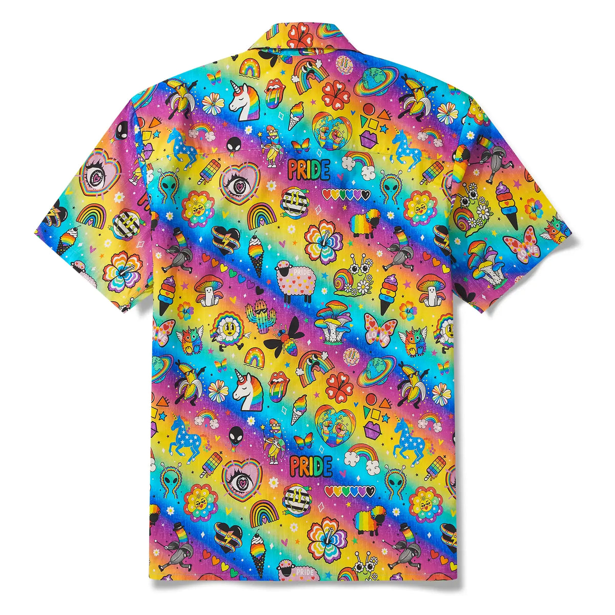Men's Hawaiian Shirt Short Sleeve Camp Collar 100% Cotton Aloha Rainbow Pride Delight By Cigar