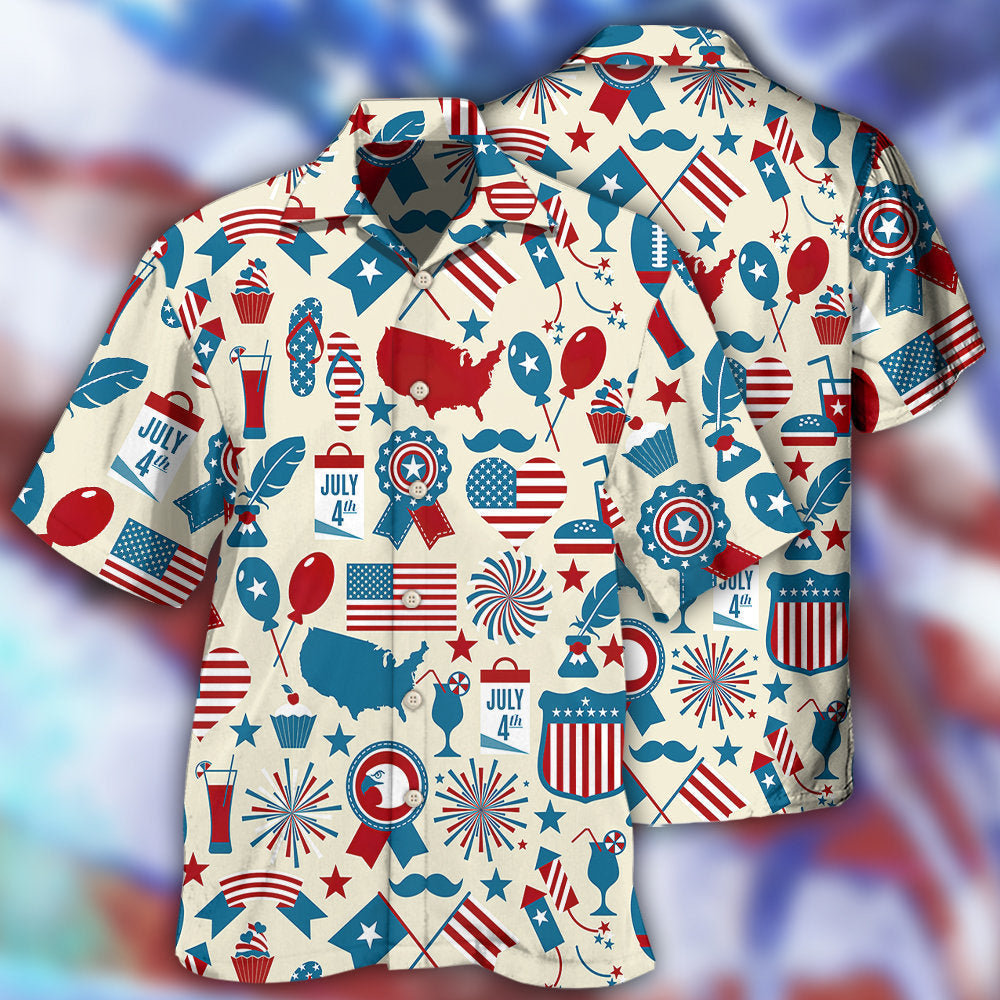 America Independence Day Fourth of July Independence Day Symbols - Hawaiian Shirt