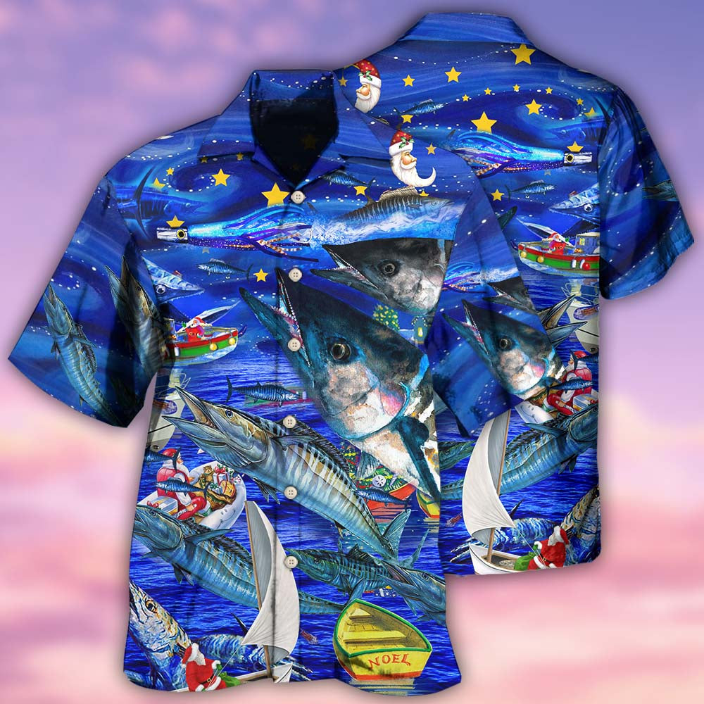 Fishing Love Ocean Blue Merry Christmas - Hawaiian Shirt