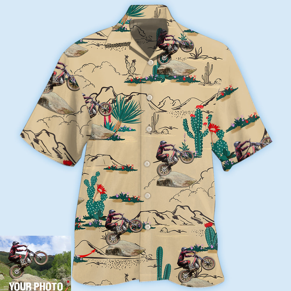Motorcycle Trials Desert Mountain Custom Photo - Hawaiian Shirt