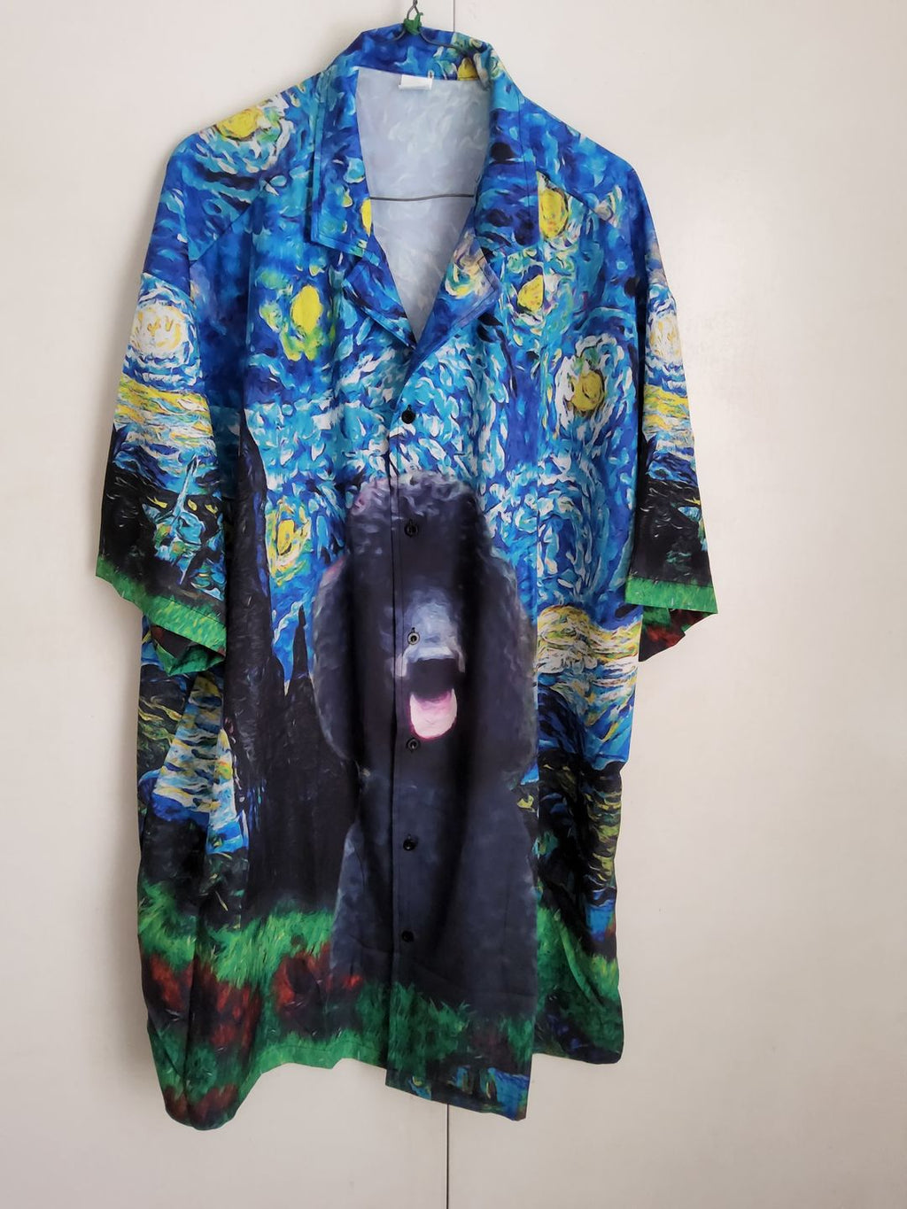 Custom Hawaiian Shirt With Pet Face | Personalized Gift For Pet Lovers | Starry Night Pattern Blue Color Aloha Shirt- Hawaiian Print