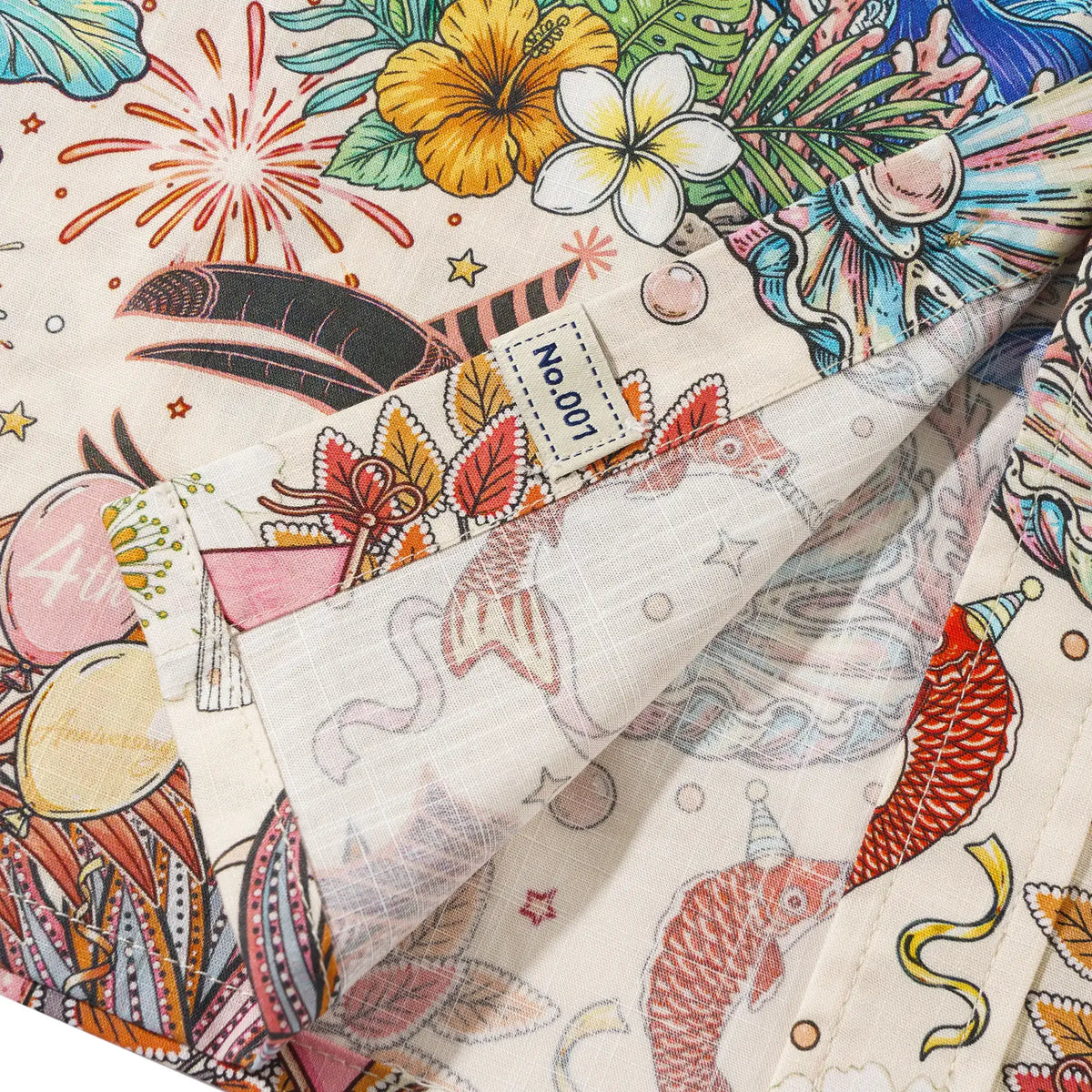4th Anniversary Men's Hawaiian Shirt Short Sleeve Button-down 100% Cotton Beige Aloha The Yiume Jubilee By Mo