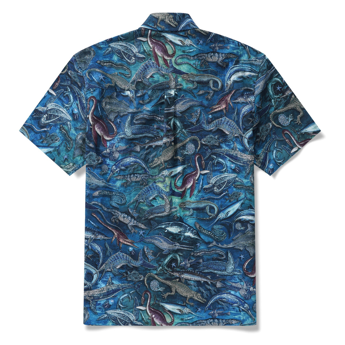 Men's Hawaiian Shirt Short Sleeve Button-down 100% Cotton Blue Aloha Ocean Dreams By Mo