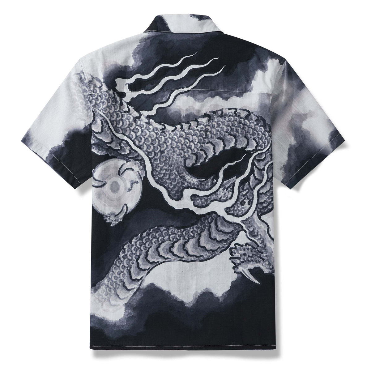 Dragon Riding the Clouds By ayang 100% Cotton Men's Aloha Hawaiian Short Sleeve Camp Collar Shirt