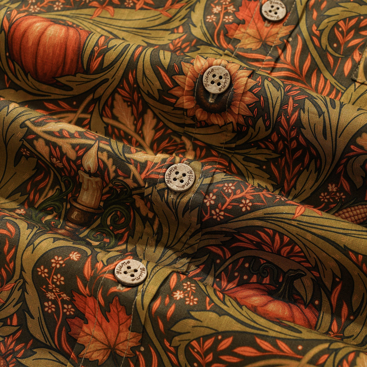 Men's Hawaiian Shirt Short Sleeve Button-down 100% Cotton Green Aloha Morris's Harvest Whisper By Cigar