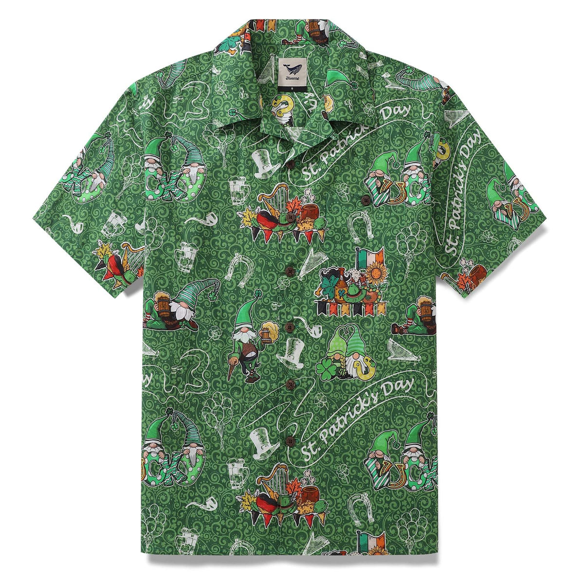 Chemise hawaïenne pour hommes à col camp d'Halloween, 100 % coton, chemise irlandaise par Yakima