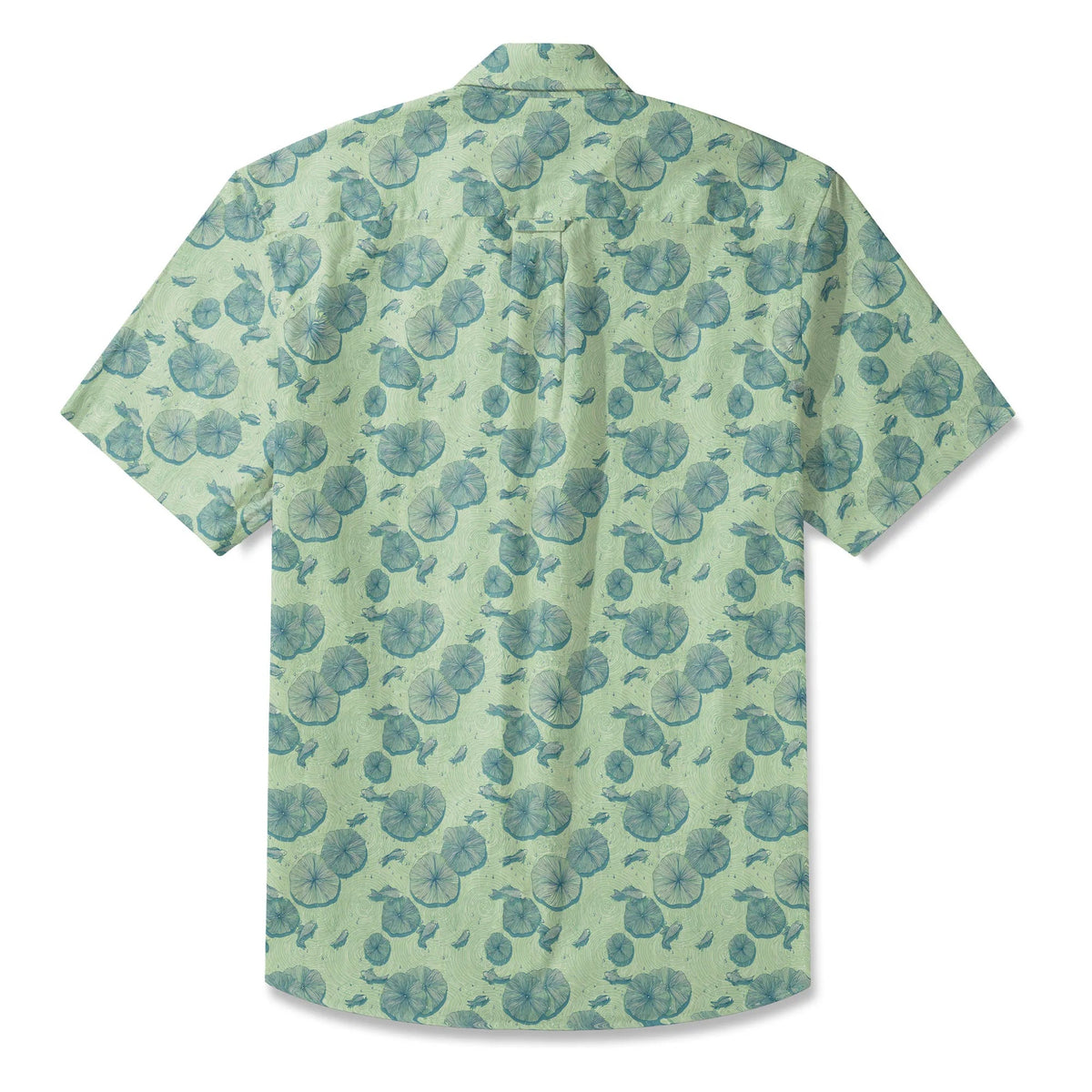 LeosWare® Chemise Hawaïenne pour Homme à Manches Courtes Boutonnée 100% Coton Vert Aloha Étang de Lotus en Début d'Été Par Ann