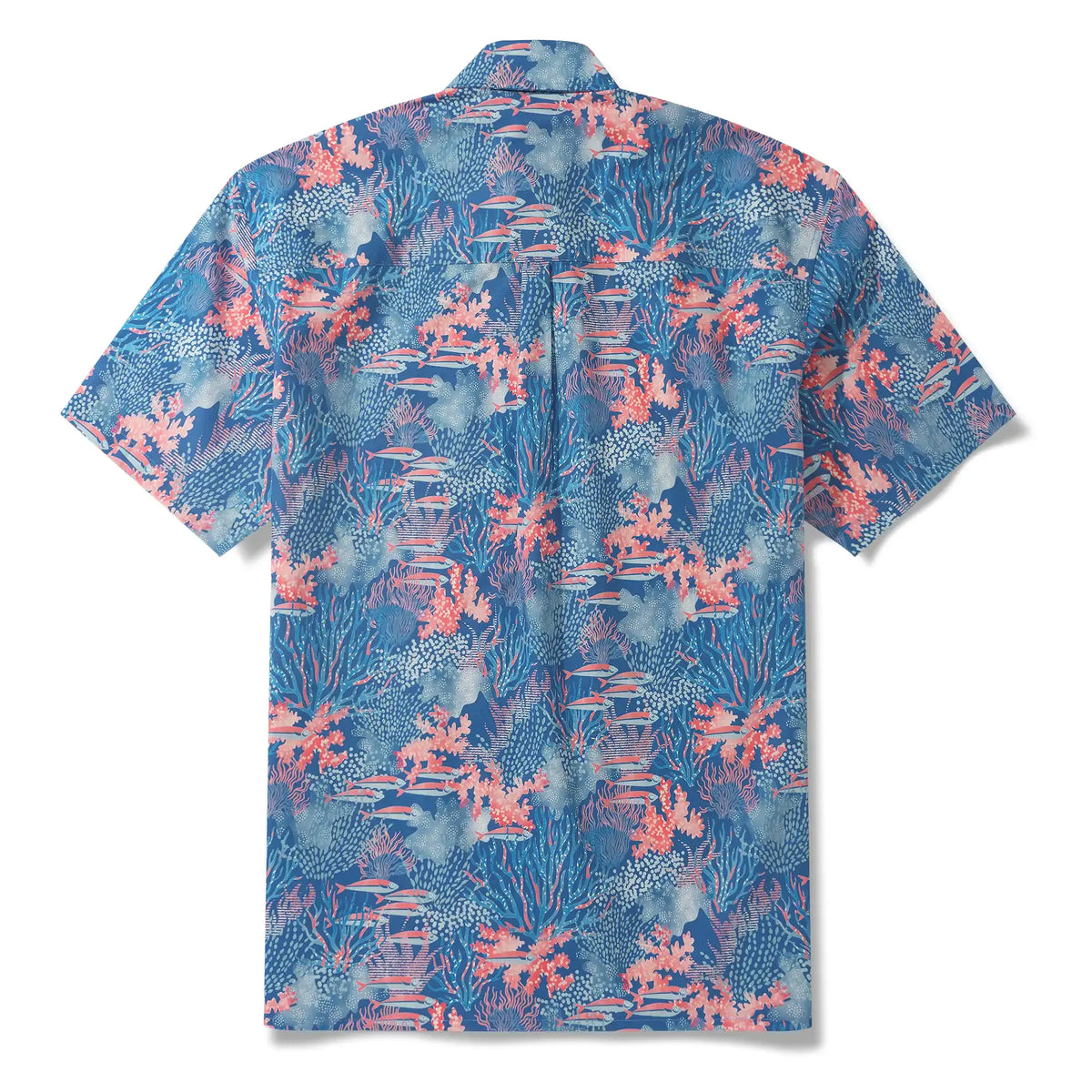 Men's Hawaiian Shirt Short Sleeve Button-down 100% Cotton Blue Aloha Ocean Sihouettes By House of Haricot
