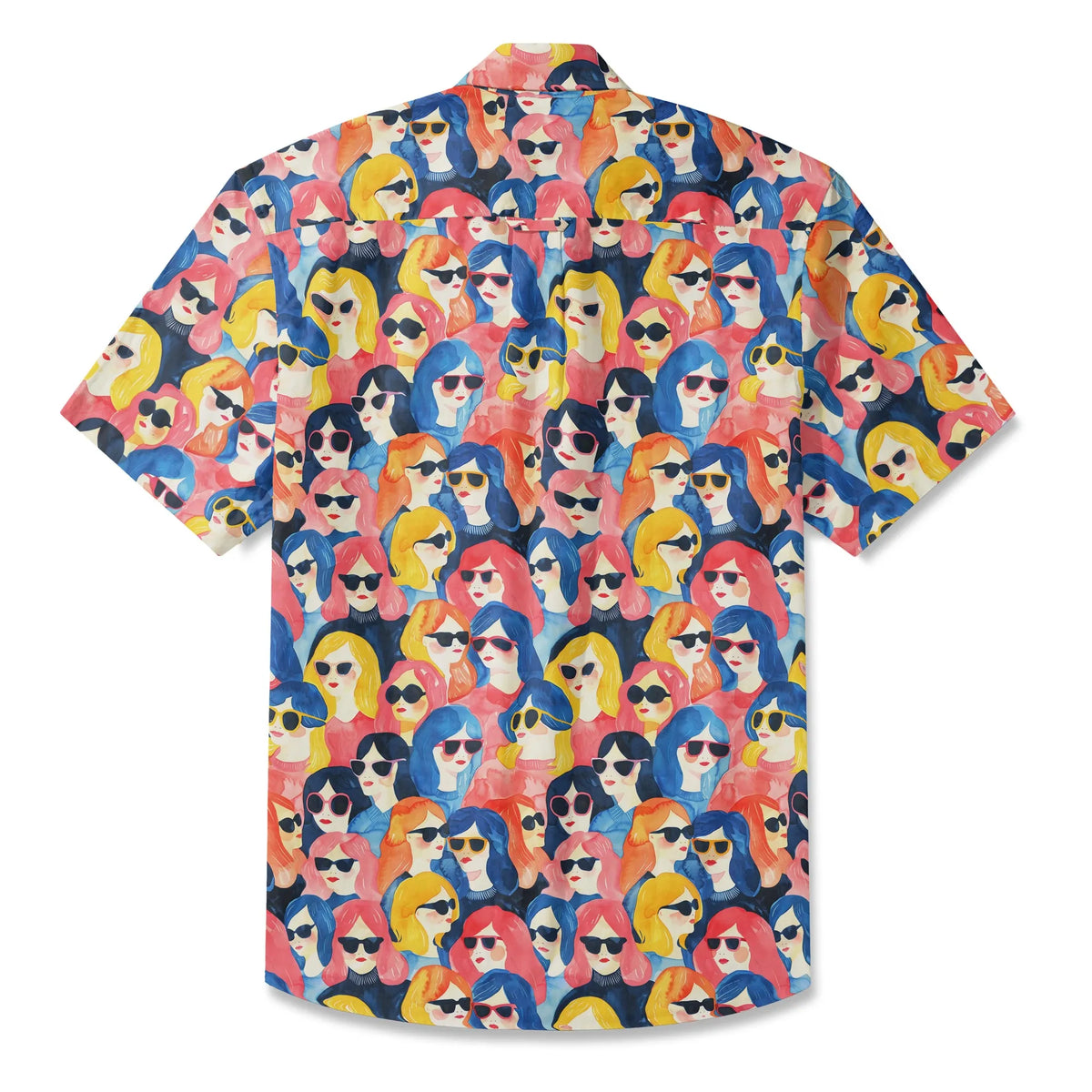 LeosWare® Men's Hawaiian Shirt Short Sleeve Button-up 100% Cotton Aloha Sunglasses Girl Party By Ann