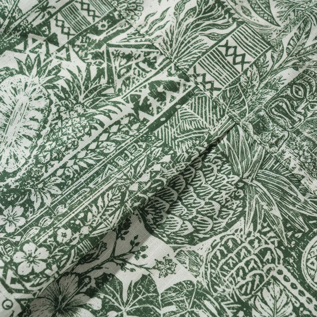 Men's Hawaiian Shirt Short Sleeve Button-down 100% Cotton Green Aloha Tiki Isle Archive - Sage green By Cigar