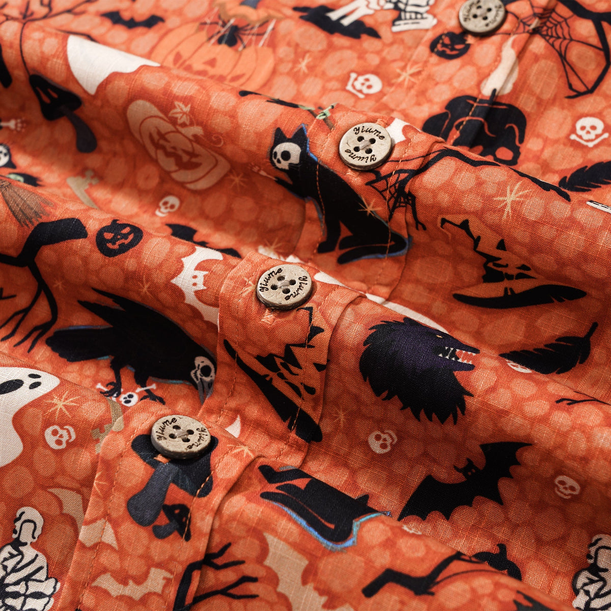 Halloween Gift Hawaiian Shirt For Men Orange Short Sleeve Button-down 100% Cotton Orange Aloha Shirt By Zeke