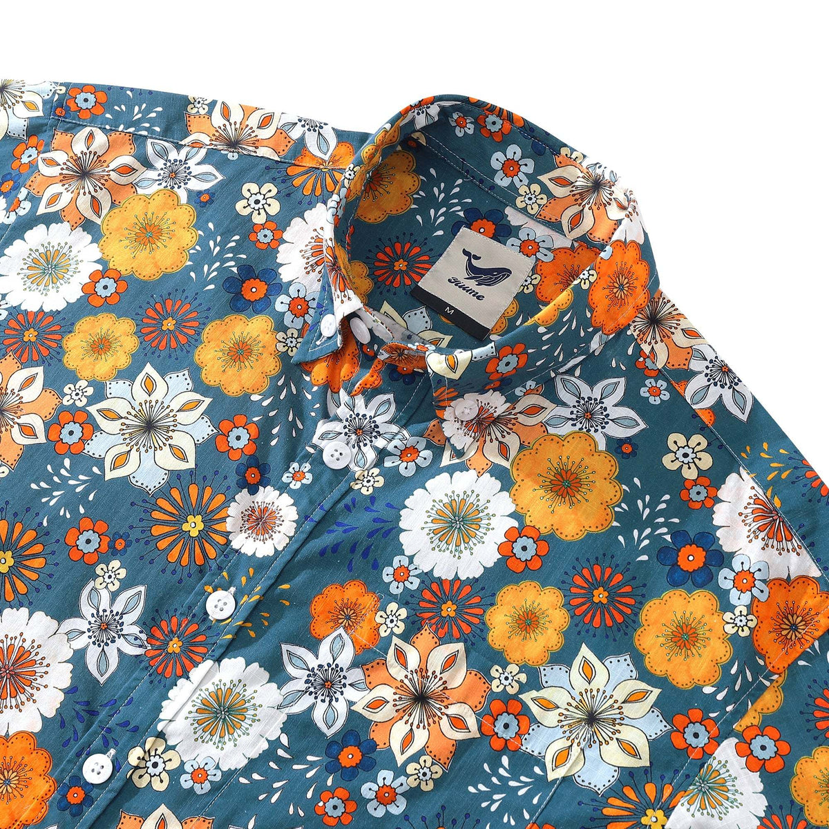 1960s Floral Hawaiian Shirt For Men Colorful Short Sleeve Button-down 100% Cotton Blue Shirt Aloha 60's Floral By Samantha O' Malley