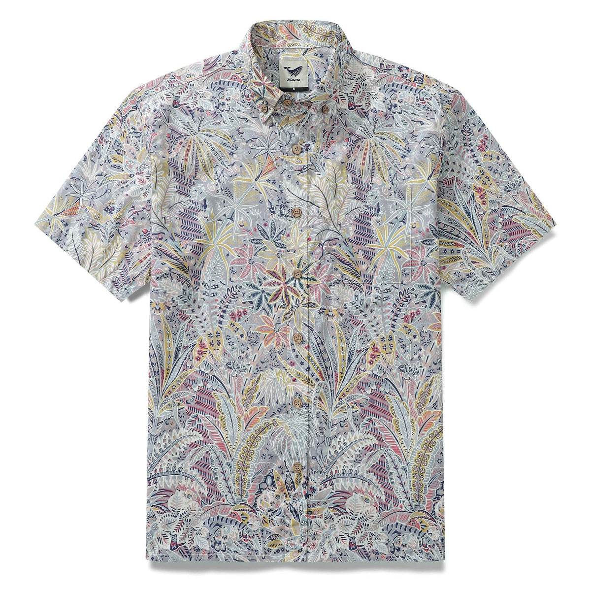 Breathable Hawaiian Shirt for Men Tropical Palm Tree Print 100% Cotton Wrinkle Free Shirt By Amy