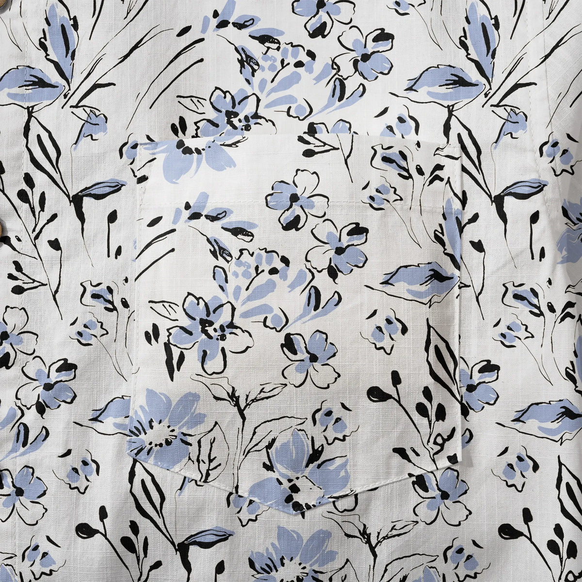 LeosWare® Men's Hawaiian Shirt Short Sleeve Button-up 100% Cotton Blue Aloha Graceful Sky Flowers By Huan huan