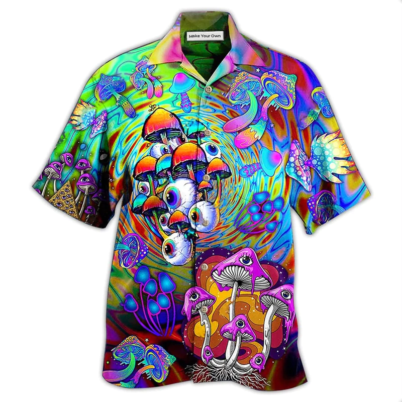 Hippie Mushroom Stay Trippy Little Hippie Colorful - Hawaiian Shirt