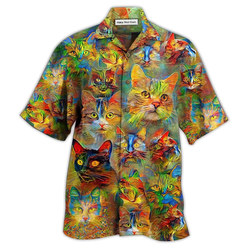 Cat Beautiful Colorful Painting - Hawaiian Shirt